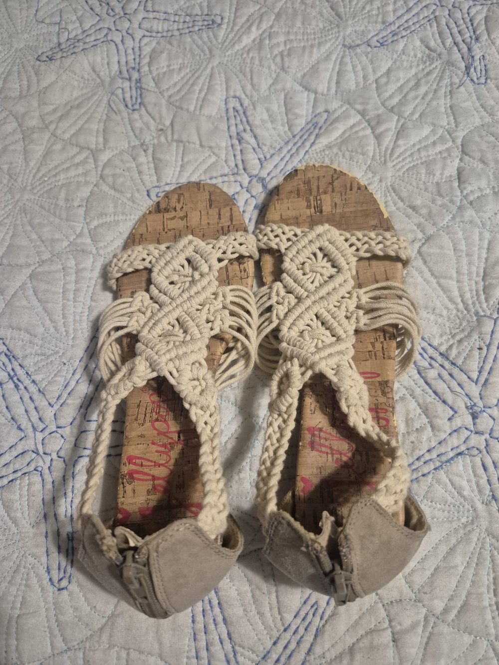 Cream Macrame Sandals